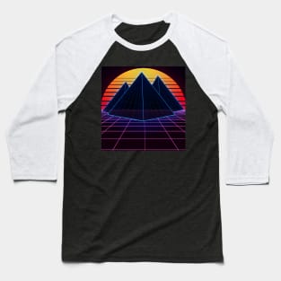 Outrun Pyramids in Neon Baseball T-Shirt